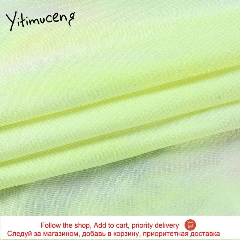 

Yitimuceng V-Neck Woman Tshirts Tie Dye Casual Bandage Multicolor Summer 2021 Crop Tops Street Style Sexy T Shirt Short New