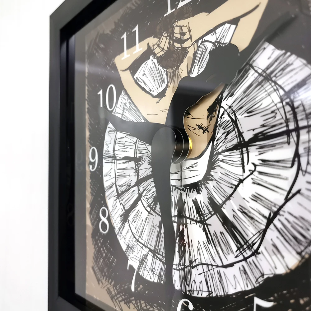 Квадратная рамка принцесса розовые балерины танец настенные часы балет танцор