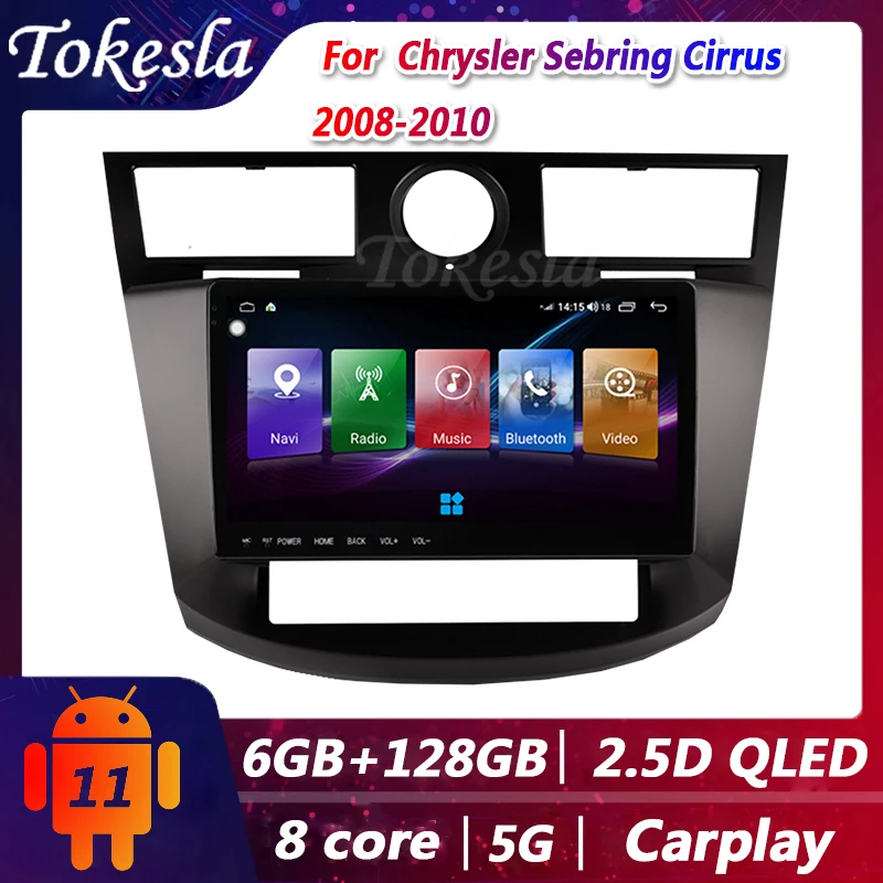 

Tokesla Car Radio For Chrysler Sebring Cirrus Android 11 Audio Central Multimedi Dvd Player GPS Navigation Bluetooth 2008-2010