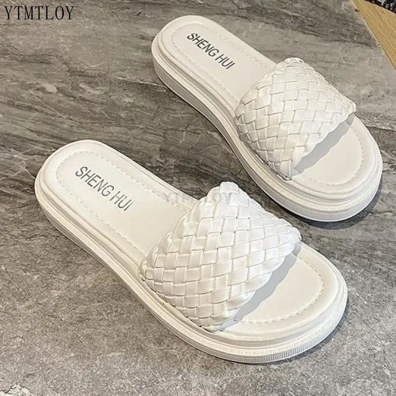 

2021 New Brand Sandals Slippers Women Fashion Weave Slides Casual Beach Flip Flops Comfortable Shoes Zapatillas Mujer Casa