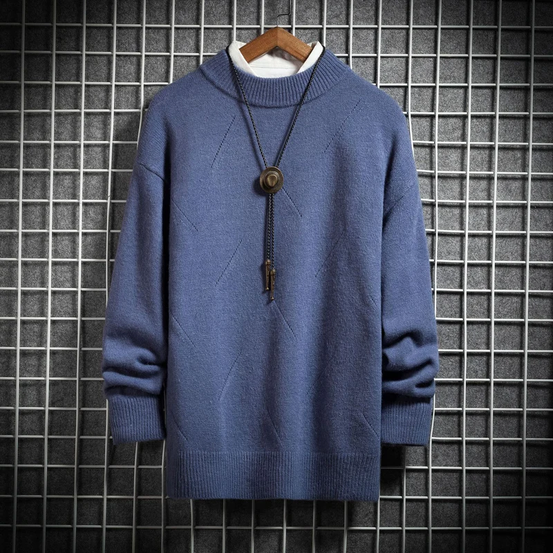 

BROWON Brand 2021 Korean Fashion Mens Sweater Spring Autumn O-Neck Knitted Clothes Solid Color Casual Black Sweater Pullovers