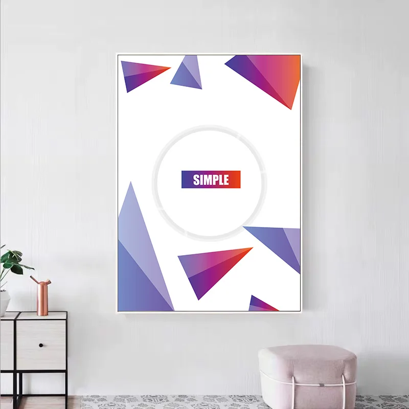 Геометрическая абстрактная картина на холсте в нордическом стиле домашний