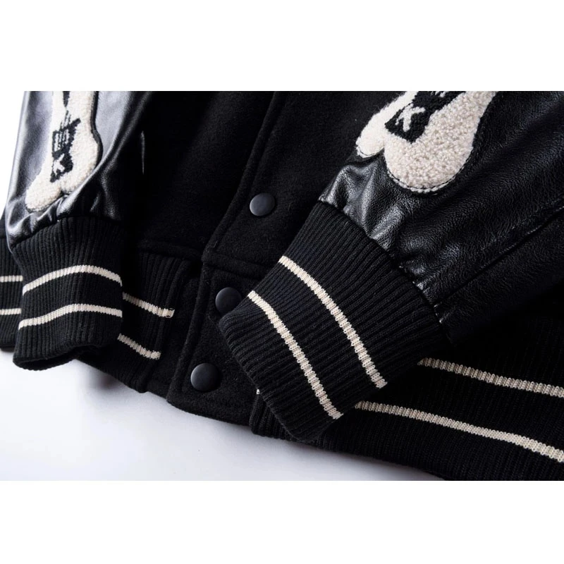 Куртка мужская меховая в стиле Харадзюку винтажная бейсбольная куртка пэчворк с