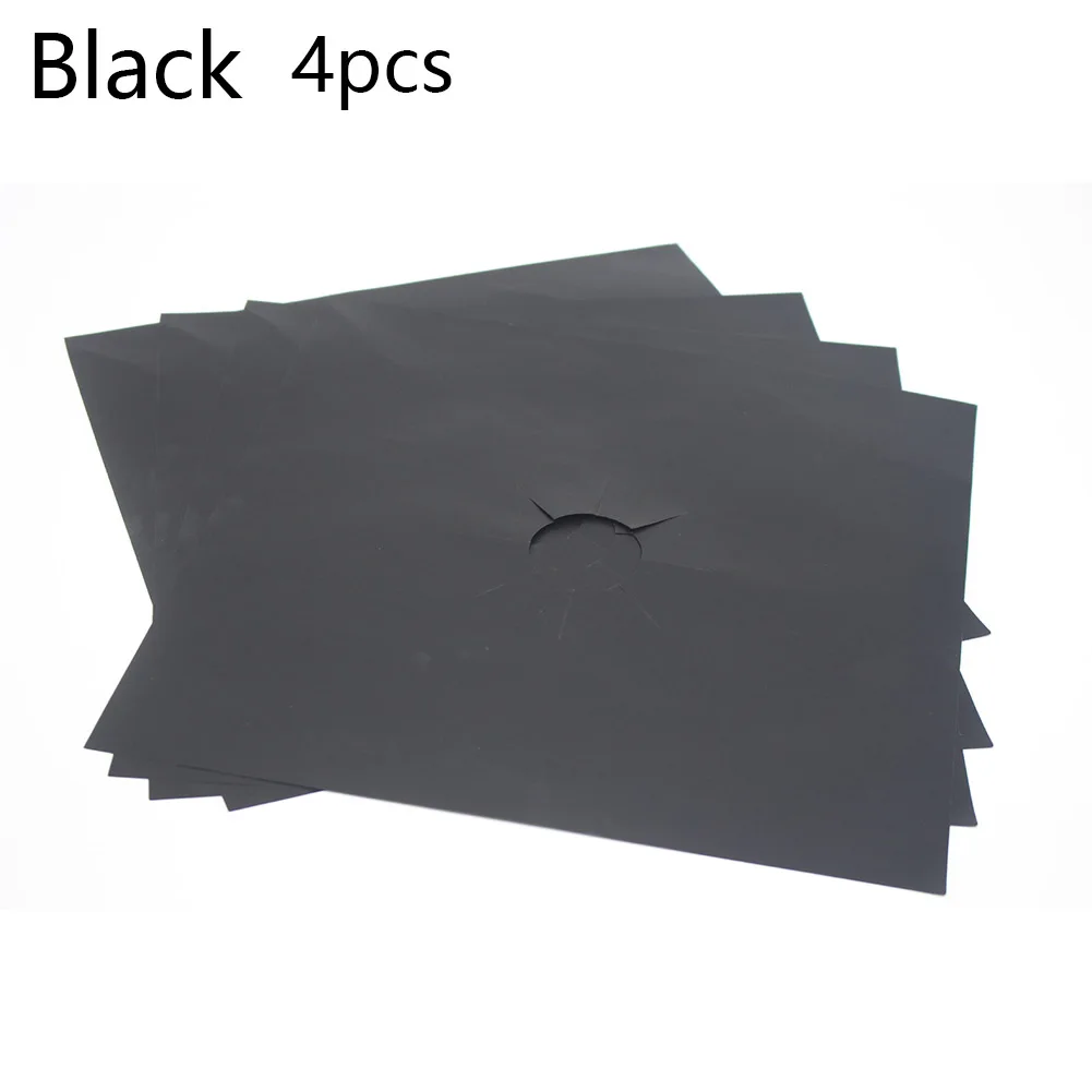 Black 4PCS 4 шт набор многоразовое покрытие из фольги защитное покрытие для газовой плиты антипригарная плита горелки обшивка коврик чистый вкладыш для кухонная посуда - Цвет: Black 4PCS