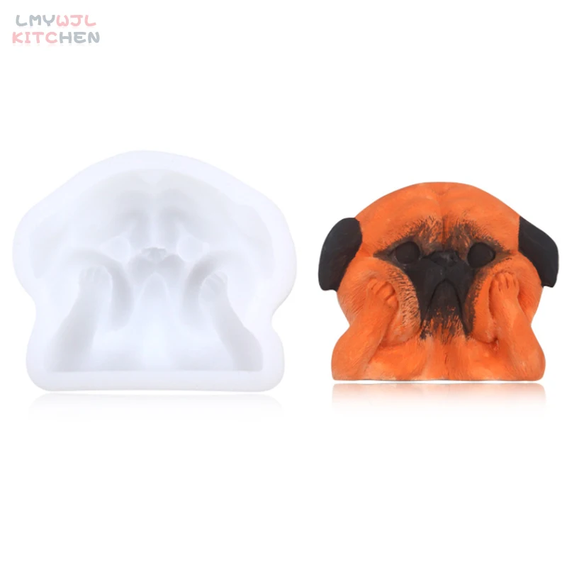 

Creative French Fighting Dog Silicone Molds DIY Cake Baking Tools Chocolate Fudge Pastry Molds Crafts Resin Molds