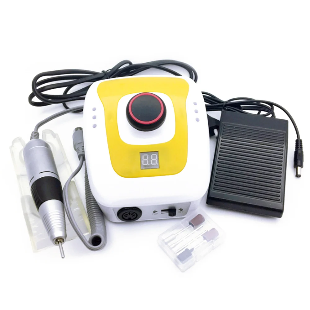 Yellow Electric Nail Drill Manicure Machine Pedicure Equipment Nail Art Manicure Tools Drill Sanding File Polish Equipment Mill Cutter - Цвет: Yellow