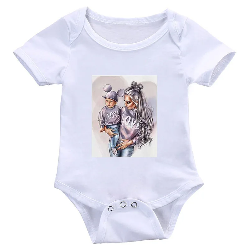 Семейная Одежда для мальчиков боди детей комбинезон с коротким рукавом белые