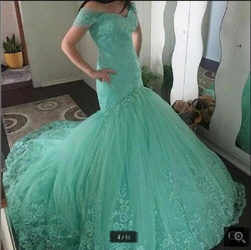

2020 stylish green lace appliques mermaid prom dress beaded off the shoulder sweetheart neckline sexy prom gowns best selling