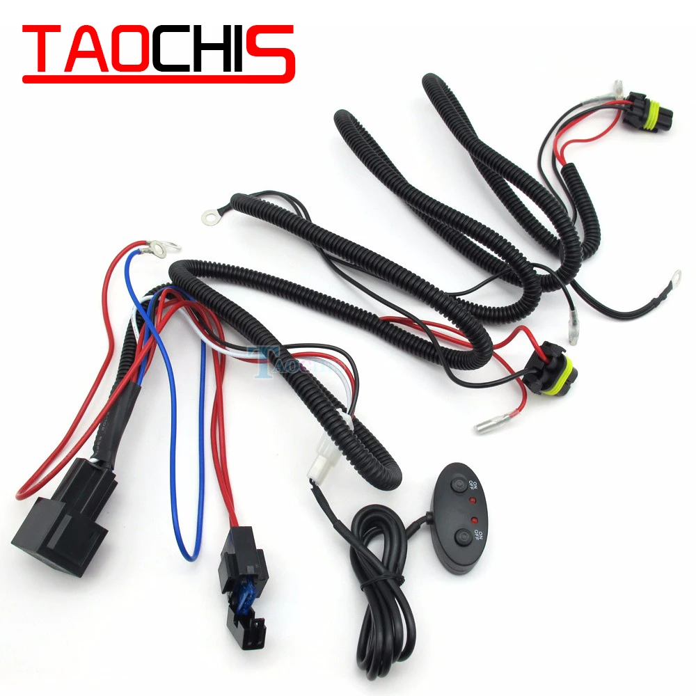 Переключатель дальнего света для противотуманных фар TAOCHIS H1H3H7H11, 12-24 В, 35 Вт, 55 Вт, 10 А, 15 А, монтажный жгут контроллера