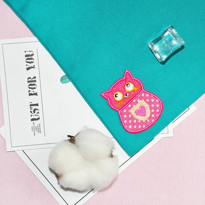 Мультяшный цветок Кот патчи Вышивка Патчи для одежды милая Кошка Животное утюжок