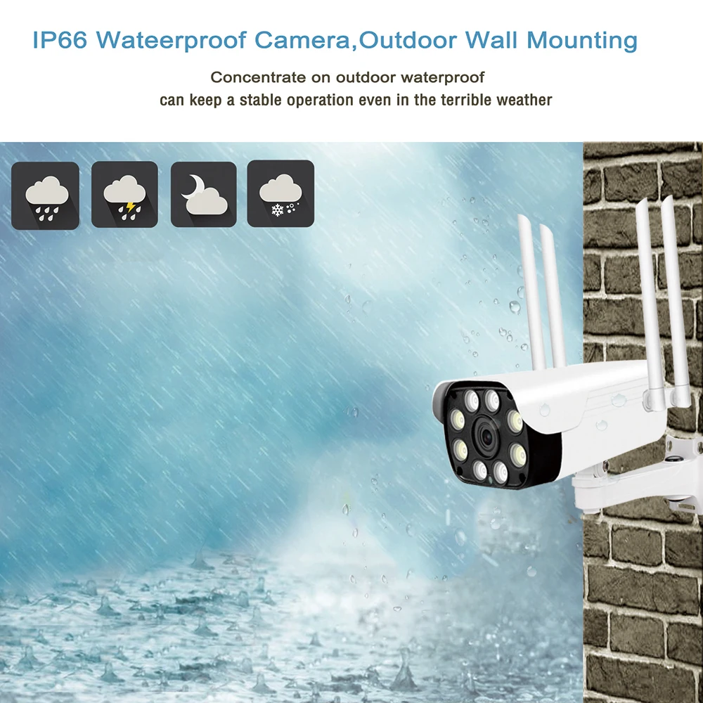 Теплый свет полноцветная камера ночного видения WiFi IP66 Водонепроницаемая