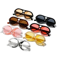 2021 new luxury brand punk sunglasses for women vintage t sun glasses men retro round black yellow gradient eyewear female shade