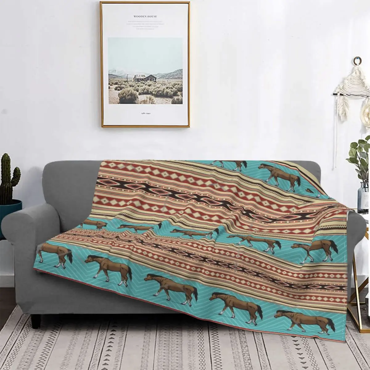 

Manta de Trail de llanuras turquesas del Southwest, colcha de cama a cuadros, manta de cama de lino, mantas de lana para bebé