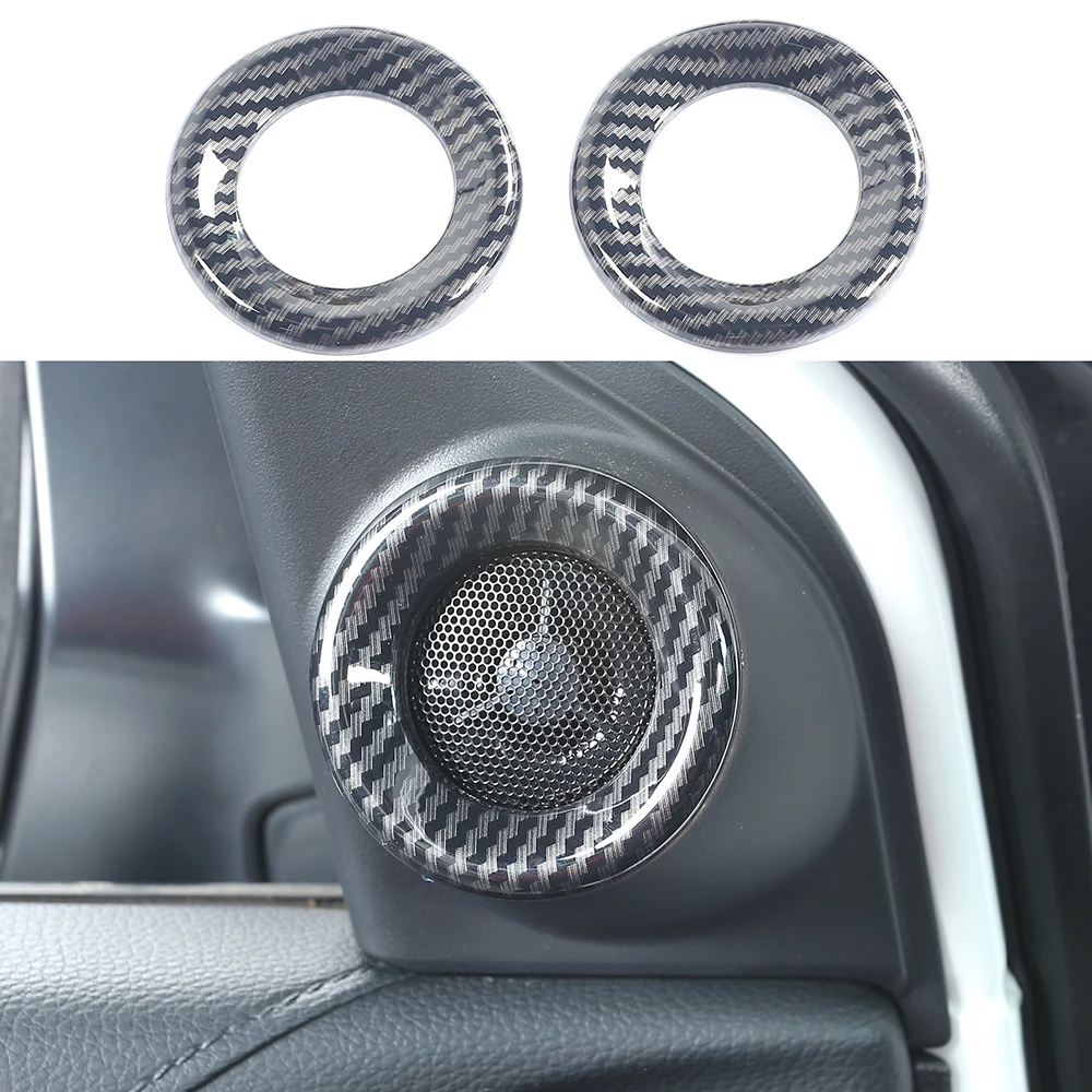 

Кольцо для динамика из углеродного волокна с узором, передний гудок, громкий динамик, круглая отделка для Honda CRV 2017 2018 2019 2020, аксессуары для ин...