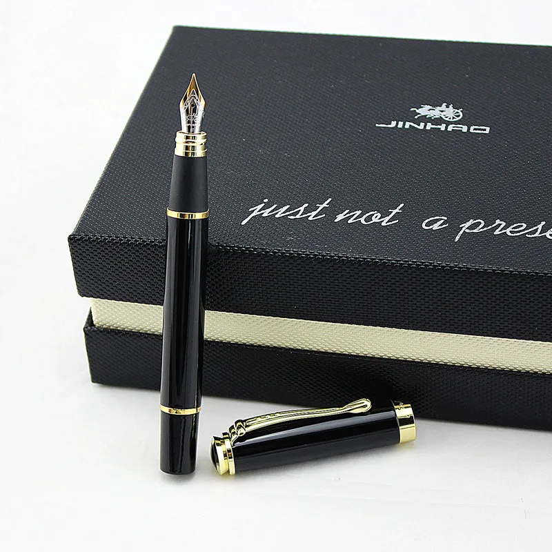 Jinhao 500 черная Золотая авторучка с резьбой 2 вида перьев 0,5 мм и 1,0 мм Высокое качество офисные принадлежности Подарочная чернильная ручка