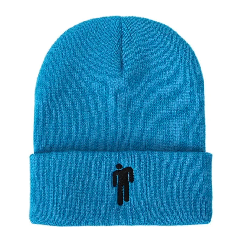 Озерный синий Зимняя однотонная вязаная шапка Billie Eilish Beanie, Повседневная Хип-хоп шляпы для мальчиков и девочек, шапка 19 цветная ткань, аксессуары, теплые шапки - Цвет: Озерный синий