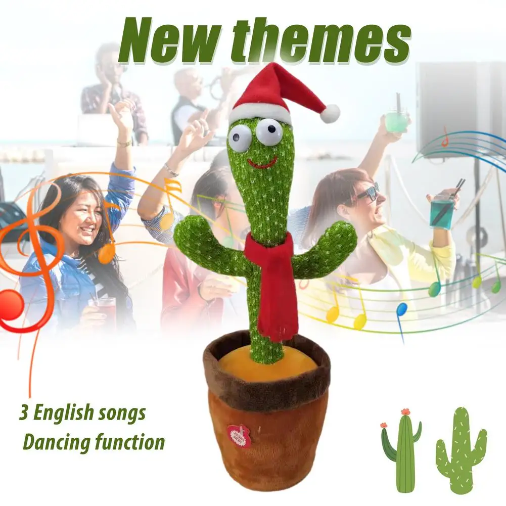 

Dancing Cactu Plush Toy Electric Singing 3 Songs Funny Twisting Christmas Hawaii Cactu Potted Toy Kid Early Education Tool Gift
