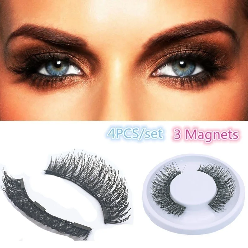 

4 Pieces/Set Of Handmade Magnetic False Eyelashes Natural Thick Eyelashes Make-Up Tool Female Eyelashes Modification Cosmetics