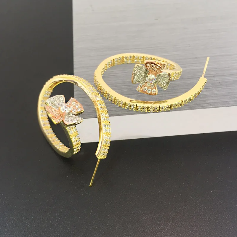 

Lanyika модные ювелирные изделия романтические цветочные петли с микропокрытием Свадебные банкетные серьги художественный подарок для невес...