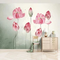 custom 3d mural wallpaper chinoiserie lotus wall paper ink style wall painting for living room bedroom home decor wall covering