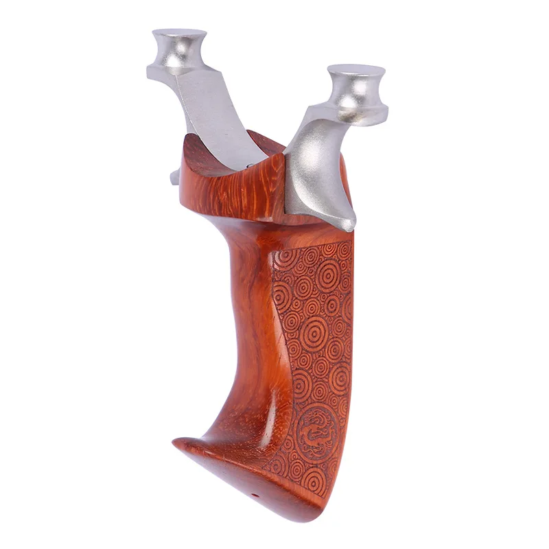 

Red Sandalwood Handle Slingshot 304 Stainless Steel Precision Sling Beam Cutting Flat Rubber Band Outdoor Hunting Slingshot