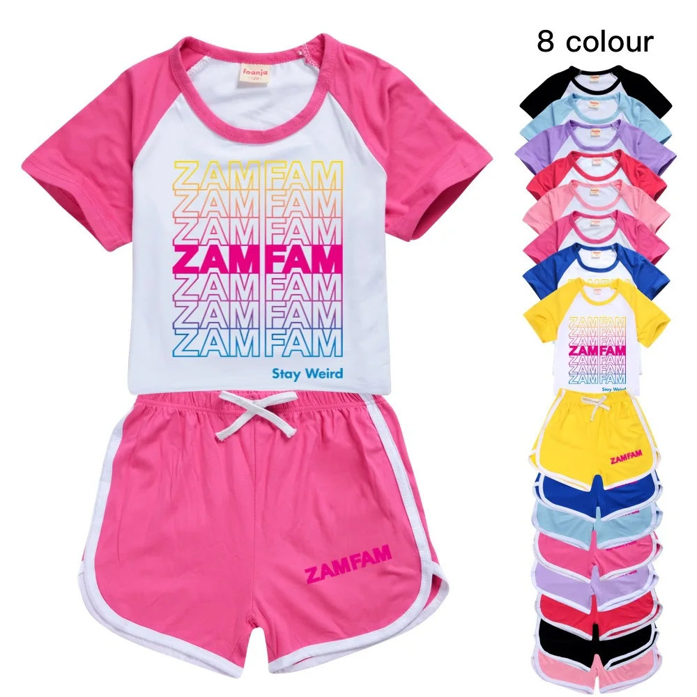

Summer ZAMFAM Toddler T-shirt Shorts Casual Sports Suit Children Clothing Baby Girls Tops Set Boys T Shirt For Kids