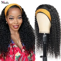 meet headband wig human hair glueless wigs brazilian curly human hair wigs for black women full machine wigs with headband
