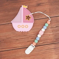 chenkai 10pcs baby silicone sailboat beads teether cartoon fidget toys nursing babies accessories newborn health pacifier