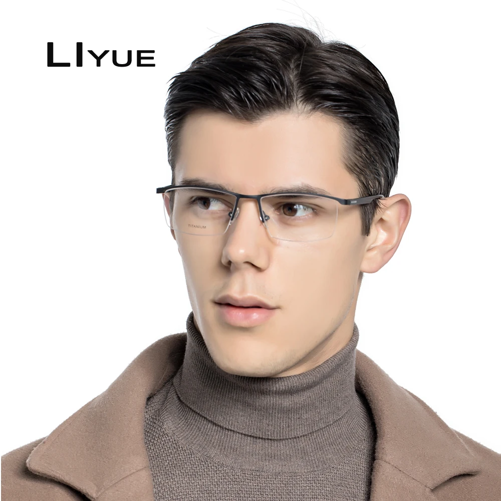 Модные квадратные мужские очки оправа для очков металлические из титанового