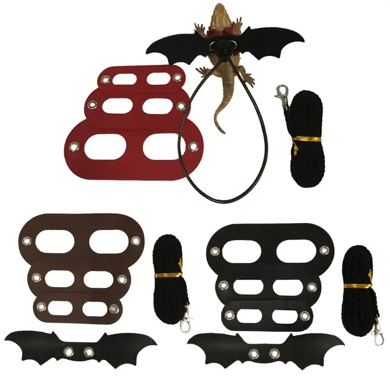 Lizard Тяговая веревка рептилия бородатый дракон Жгут кожаный поводок с крылом