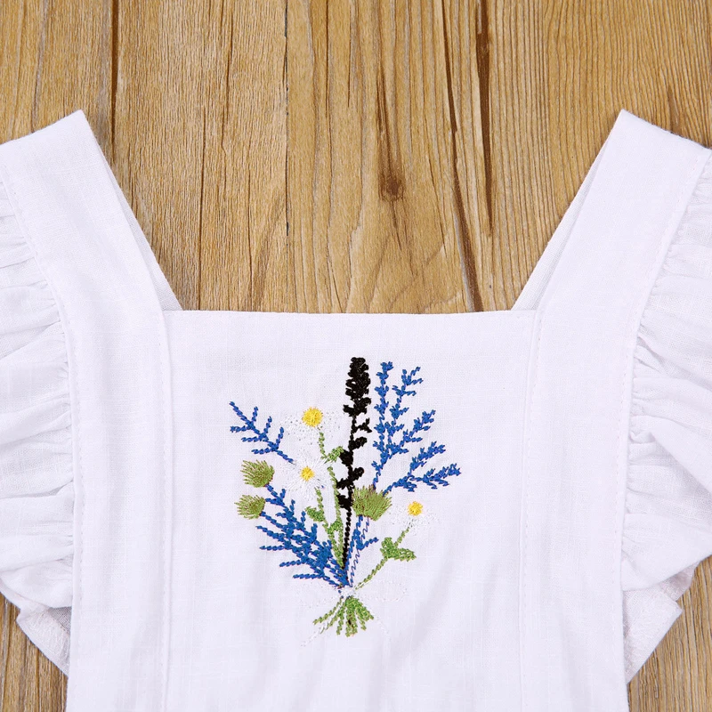 

Pudcoco 0-24M Bodysuit Infant Kids Toddler Baby Girls Boys Summer Floral Embroidery Print Ruffle Bodysuit Leotard Clothes Outfit