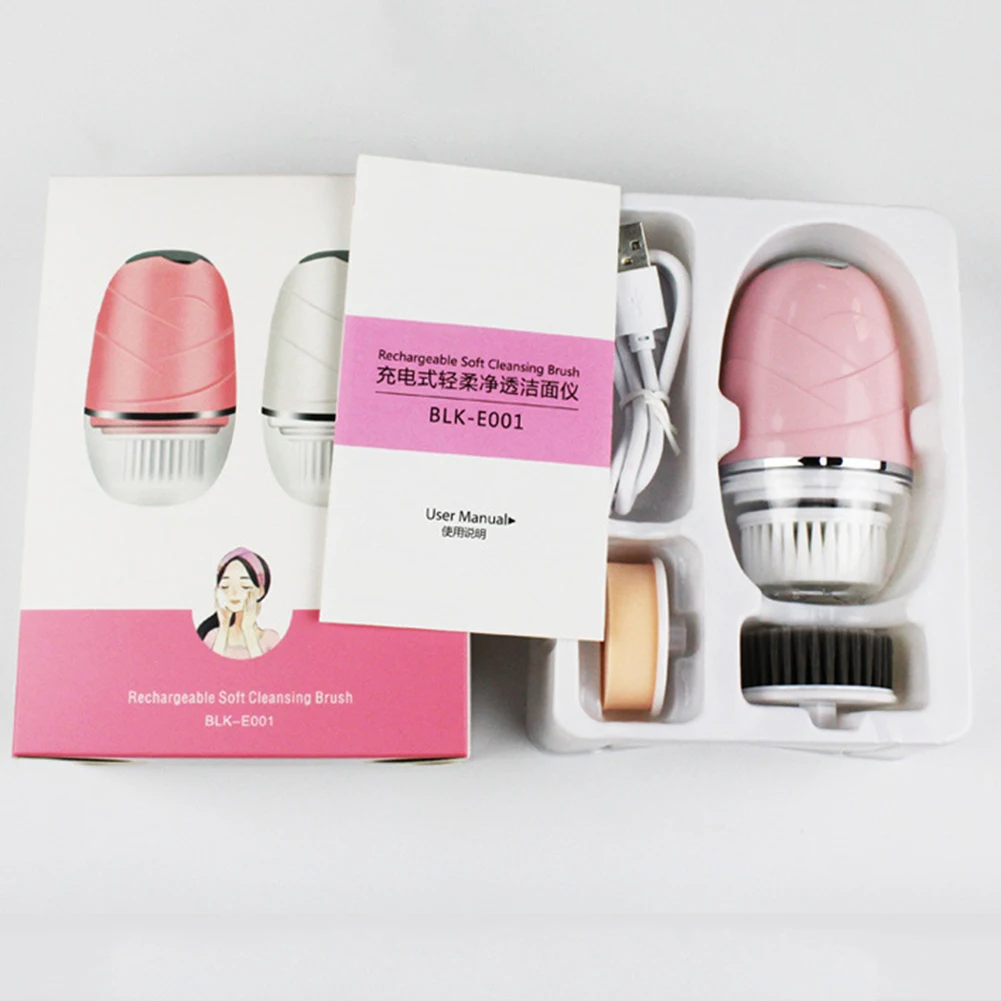 

Waterproof Electric Cleansing Instrument With 2 Brushes Personal Care Vibration Facial Massager Skin Beauty Tools