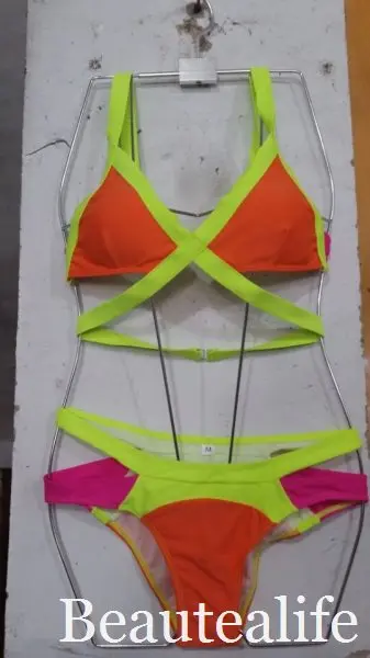 Сексуальный женский бандажный бикини Одноцветный брендовый купальник с