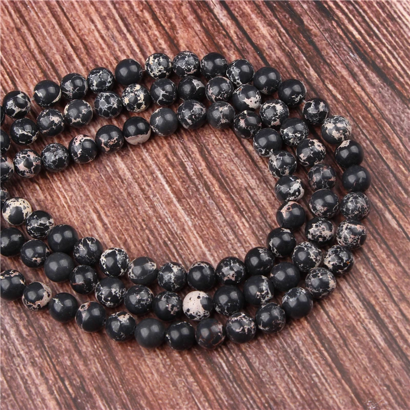 

Natural Emperor Black Stone Beads Round Beads Loose Beads For Making Jewelry DIY Bracelet Necklace 4/6/8/10/12 / MM
