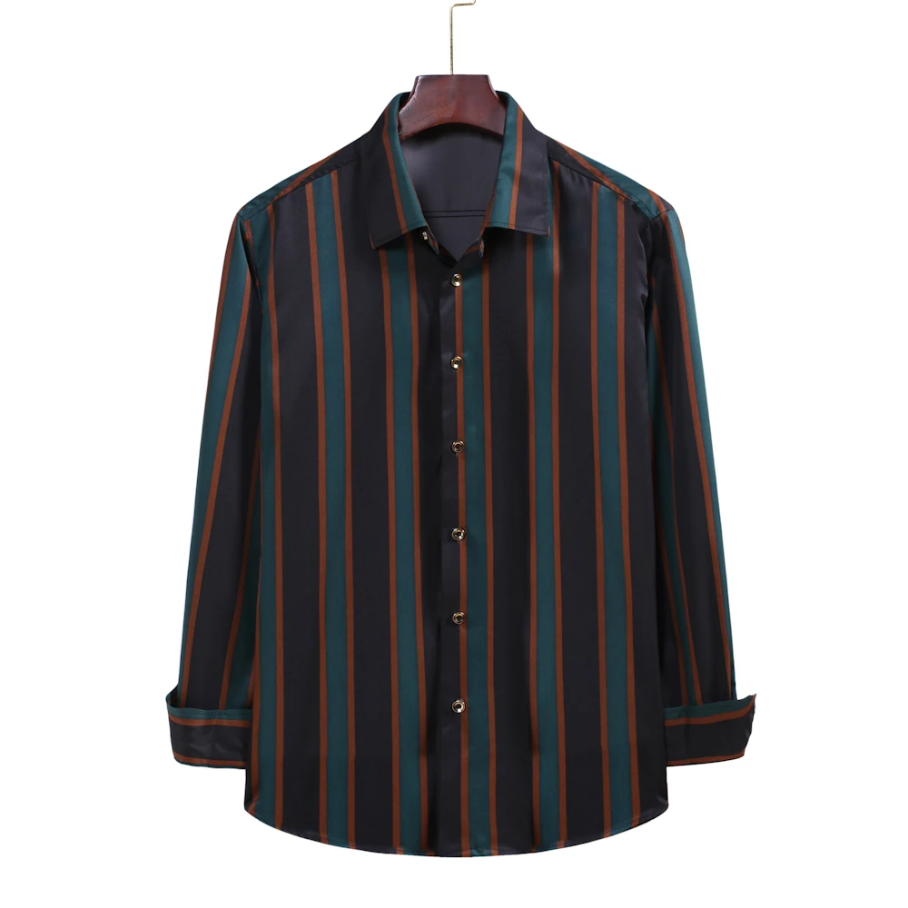 

New men's oversize foreign trade loose casual shirt thin jacket striped shirt