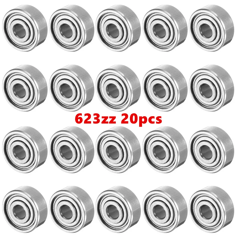 

20pcs 623ZZ 3mmx10mmx4mm Double Shielded Miniature Deep Groove Ball Bearing