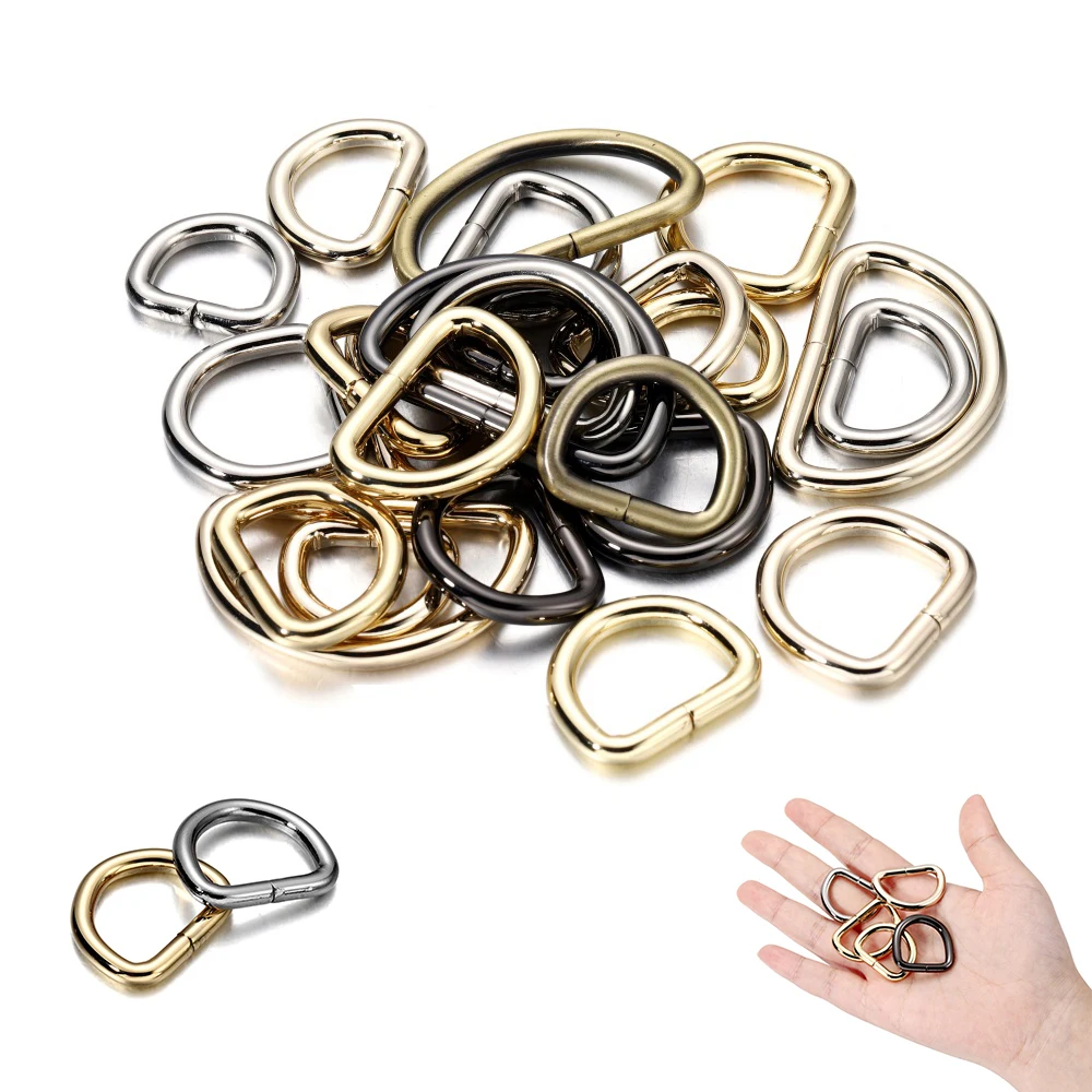 

5Pcs Metal D Ring Semicir Clasp Openable Round Carabiner Keychain Bag Dog Chain Buckle Connector For DIY Jewelry Making Supplies