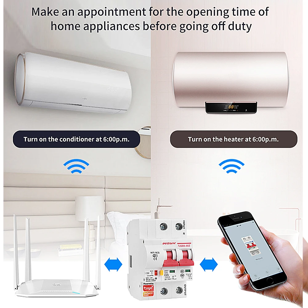 Автоматический выключатель Smart Life 2P с поддержкой Wi Fi 220 В|Управление умным домом| |