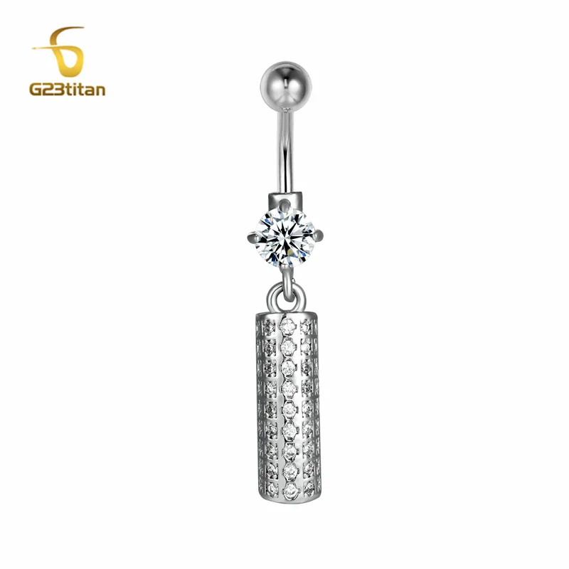 

Long Pendant Dangle Belly Piercing Ring Micromounting Zircon Silver Plated Navel Earring Women Button Body Jewelry Accessories