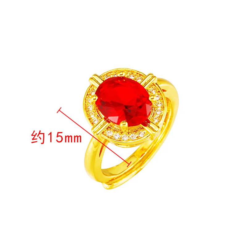 

OMHXFC Wholesale RI307 European Fashion Fine Hot Woman Girl Party Birthday Wedding Gift Oval AAA Zircon 24KT Gold Open Ring