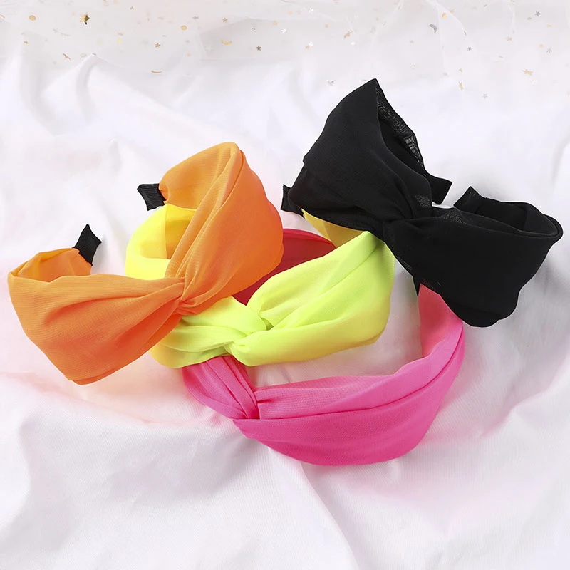 Флуоресцентный цветной ободок эластичная лента для волос перекрещивающийся с