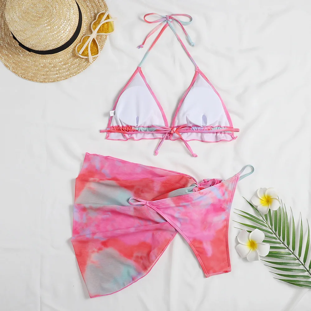 

2021 Sexy Three Pieces Bikini Set Women Bikini With Skirt Swimsuit Female Swimwear Print Biquini Bathing Suits Summer Beach Wear