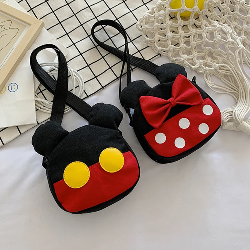 

New Cute Children Messenger Bags Cartoon Hit Color Mickey Mouse Bag Girl Canvas Shoulder Decoration Bag
