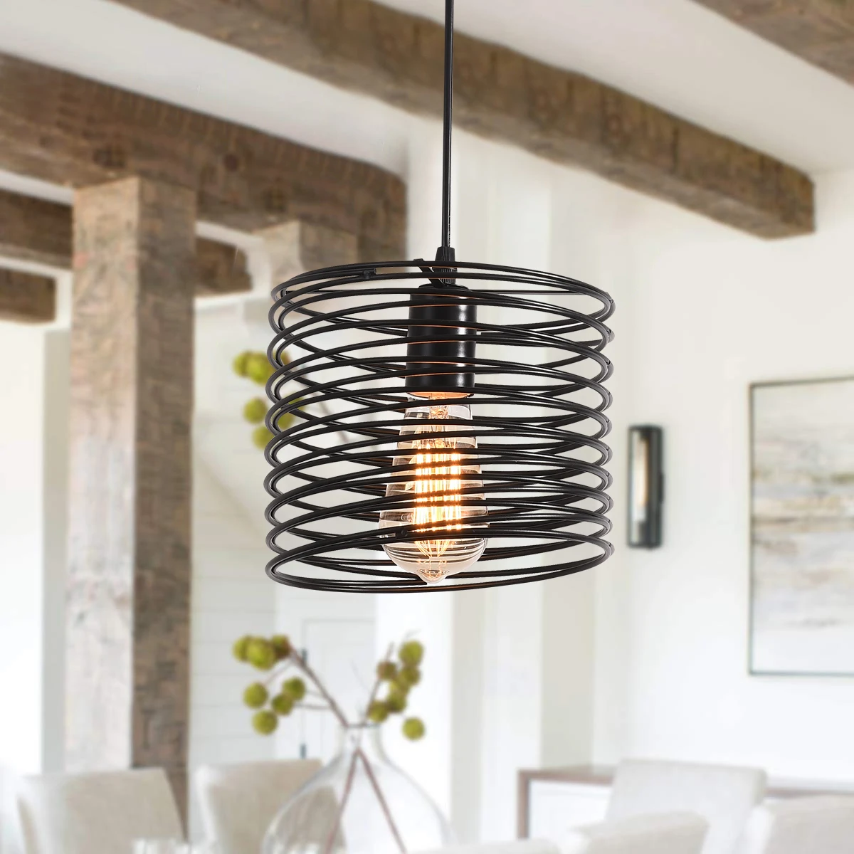 Подвесной светильник Garwarm в стиле индастриал люстра черного цвета ретро