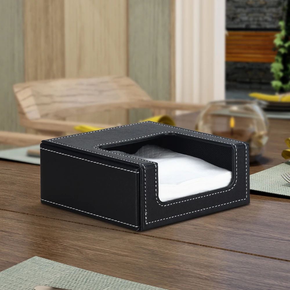 

Car Bathroom Desktop Square Dispenser Office PU Leather Tissue Box Kitchen Restaurant Hotel Paper Towel Organizer Napkin Storage