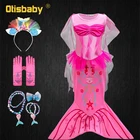 Лето 2021 детский с рисунком Русалочки Ариэль платье для девочек праздничное платье для девочки с принтом для девочек вечерние бальное платье ребенок поезд для выпускного вечера Сетчатое пляжное праздничное платье