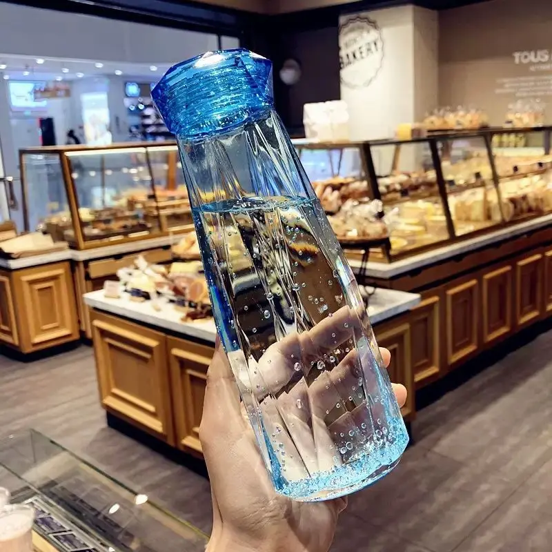 Diamond Water Cup Creative Glass Couple Personality Octagon Student Portable Travel Bottle | Дом и сад