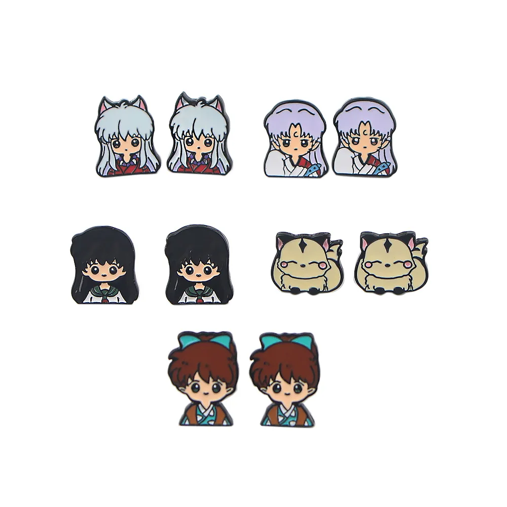 Новое поступление серьги-гвоздики Inuyasha в мультяшном стиле маленькие