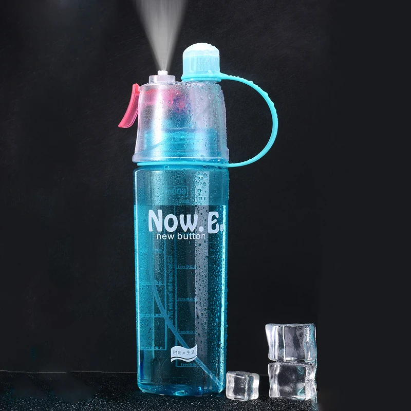 

New Creative Spray Water Bottle Portable Atomizing Bottles Outdoor Sports Gym Drinking Drinkware Bottles Shaker 400ML 600ML