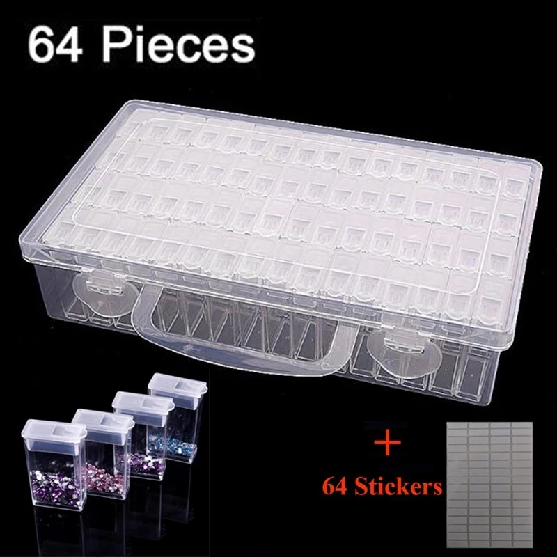 

5D Diamond Painting Box Accessories 64 Grids DIY Diamond Embroidery Tool Jewelry Nail Art Rhinestone Storage Box